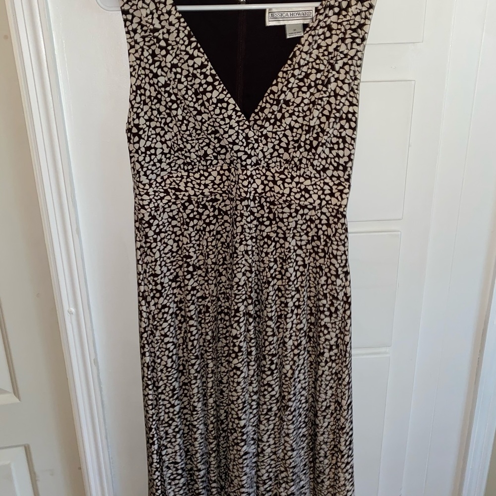 Brown and White Dress